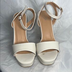 Jane Ivory Platform Vegan Leather Heels (4.5”) - Size 8